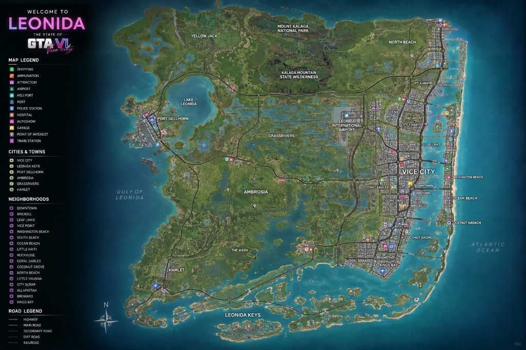 GTA 6 State of Leonida Satellite Map